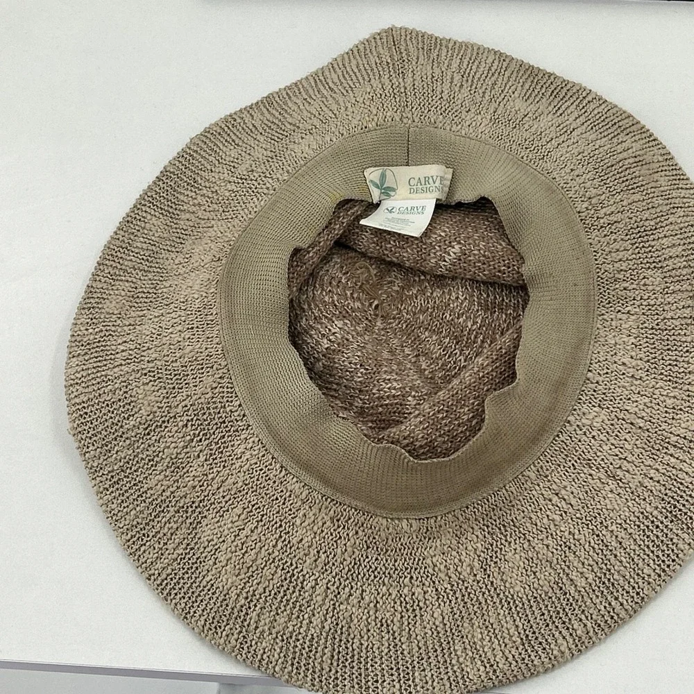 Carve Designs Knit Floppy Sun Hat Beige Costal Boho Bach Vacation One Size